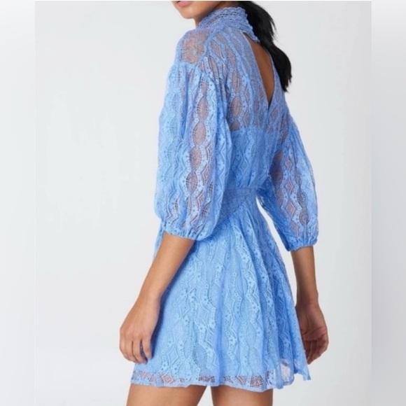 NWT Free People Blue Lace Bittersweet | Mock Neck 3/4 Dolman Sleeves Size 6 - Picture 3 of 14